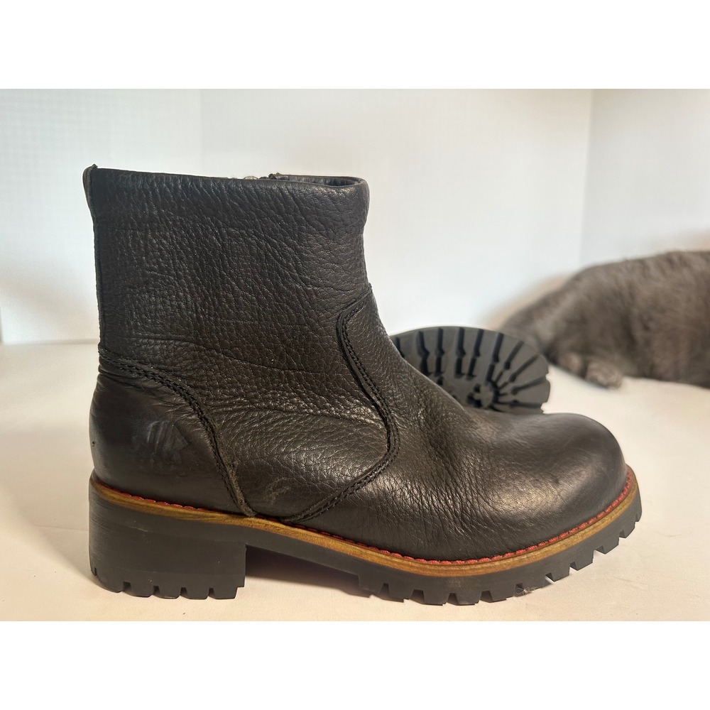KLR Black Leather Studded Moto Boots Lug Sole Biker punk goth 11021 Womens 8 - Picture 13 of 14